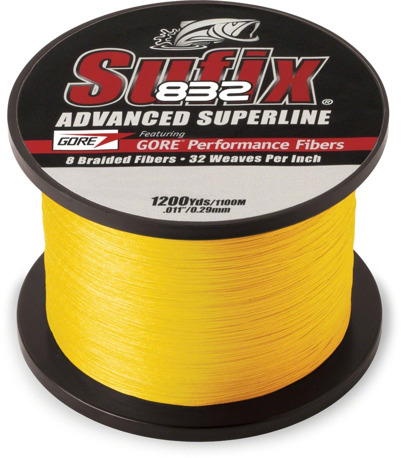 Sufix 832 Braid 20 lb Hi-VIS 660-320Y: 832 Braid 20 lb Hi-VIS Yellow, One Size